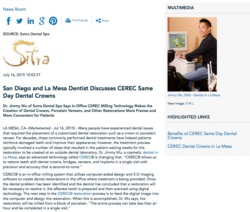 San Diego and La Mesa Dentist Discusses CEREC® Same Day Dental Crowns