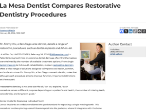 La Mesa cosmetic dentist compares popular restorative procedures such as dental implants and full mouth rehabilitation. 